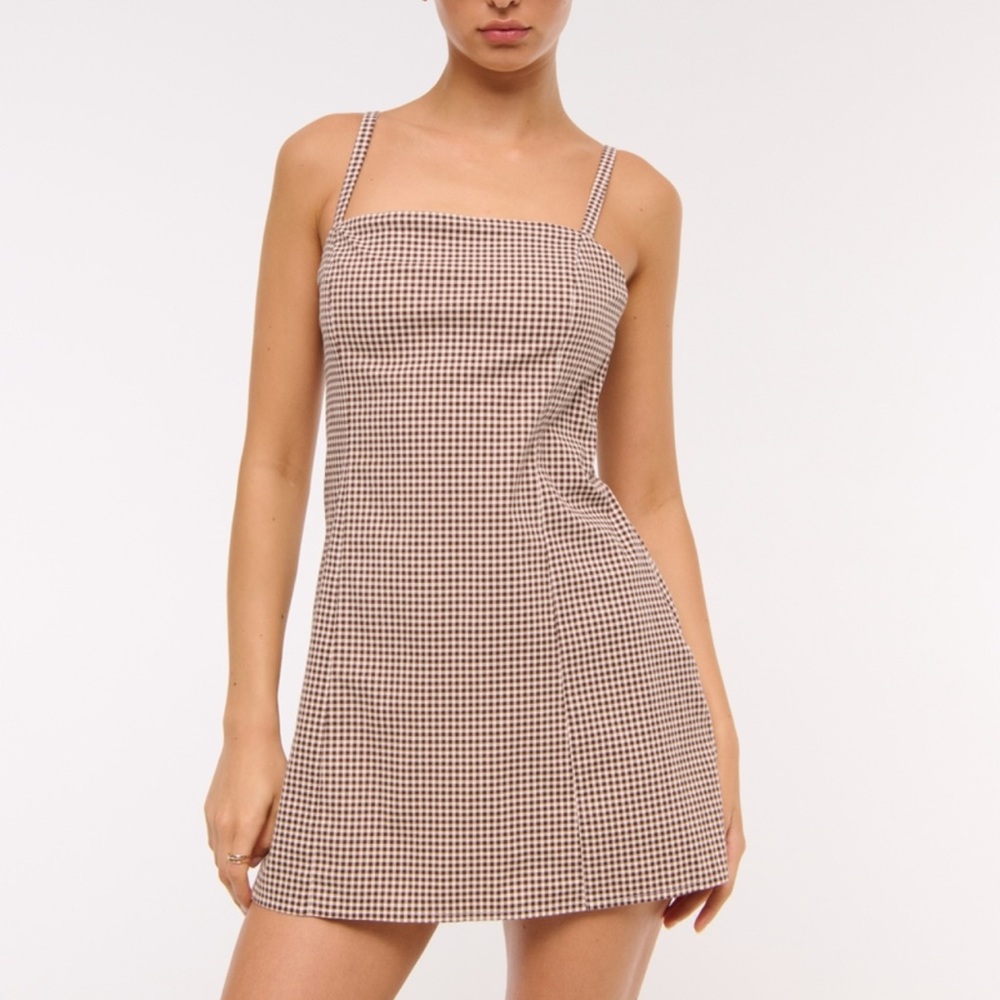Abercrombie & Fitch Brown Checkered Mini Dress